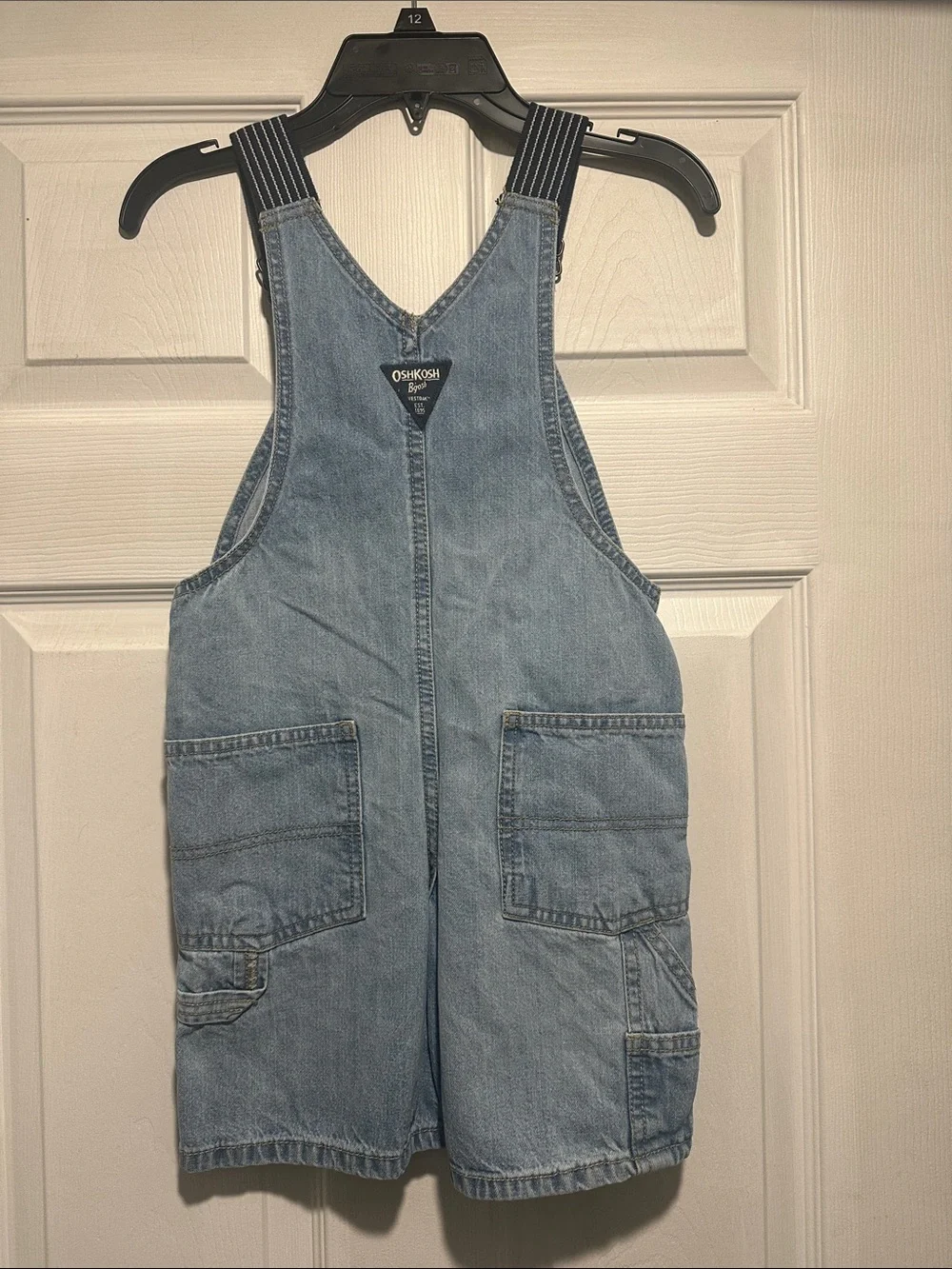 OshKosh B'gosh Light Blue Denim Shortalls with Striped Straps 5T